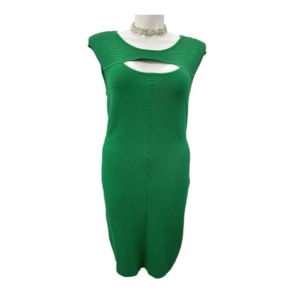 Vince Camuto Kelly Green Bodycon Midi Dress Crew Neck Sleeveless - Picture 1 of 5